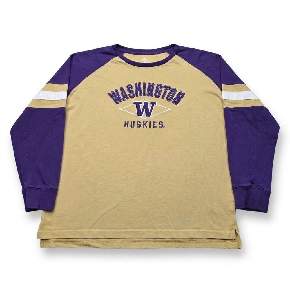 Washington Huskies Knights Apparel Shirt Men XL Long Sleeve Raglan Football Gold